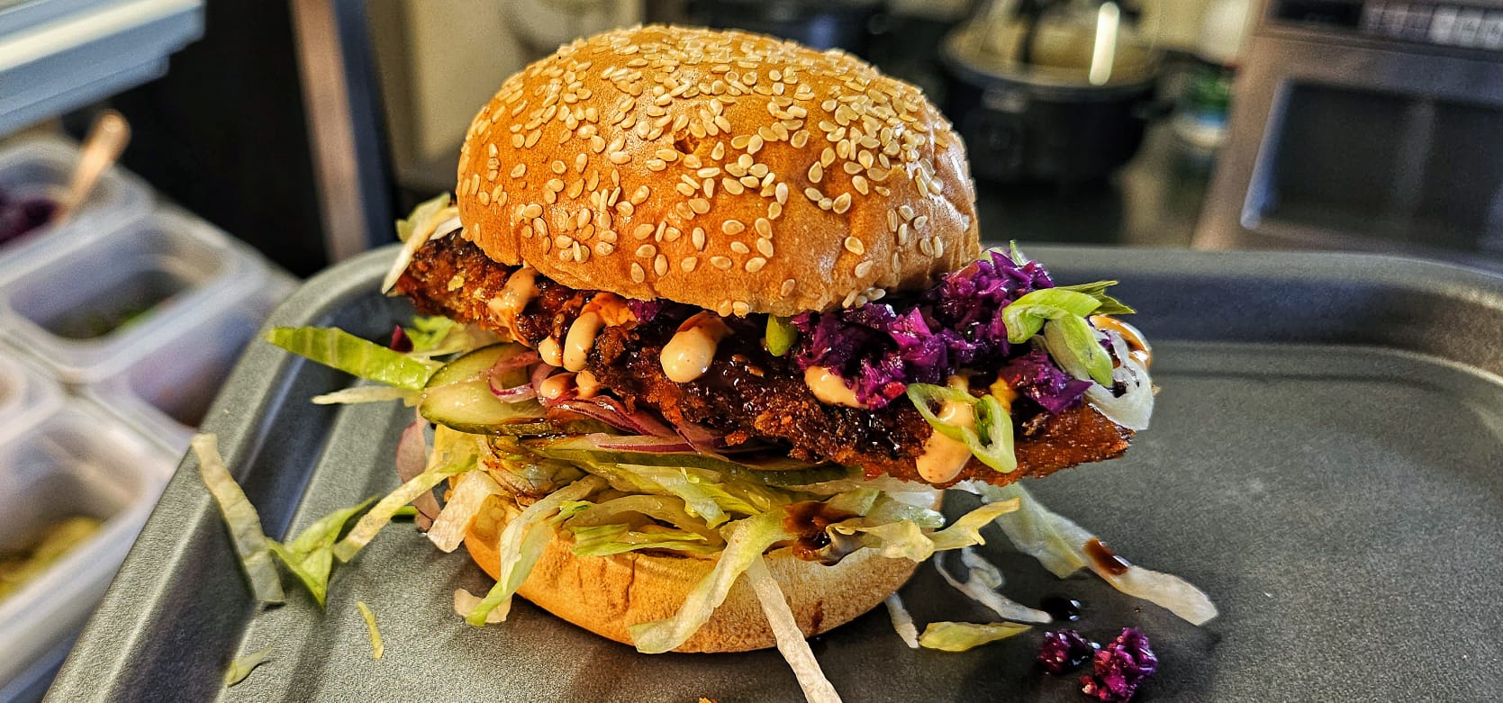 Seoul Spiced Cornflake Chicken Burger